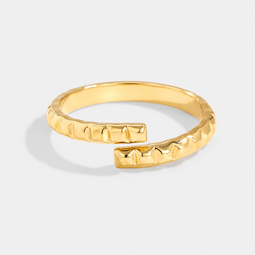 Inel GOLDEN EDGE ajustabil, placat cu aur de 18K