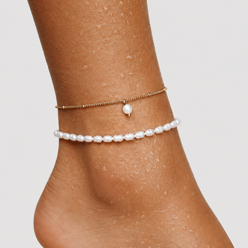 Brățară de picior FRESHWATER PEARLS cu perle de cultură