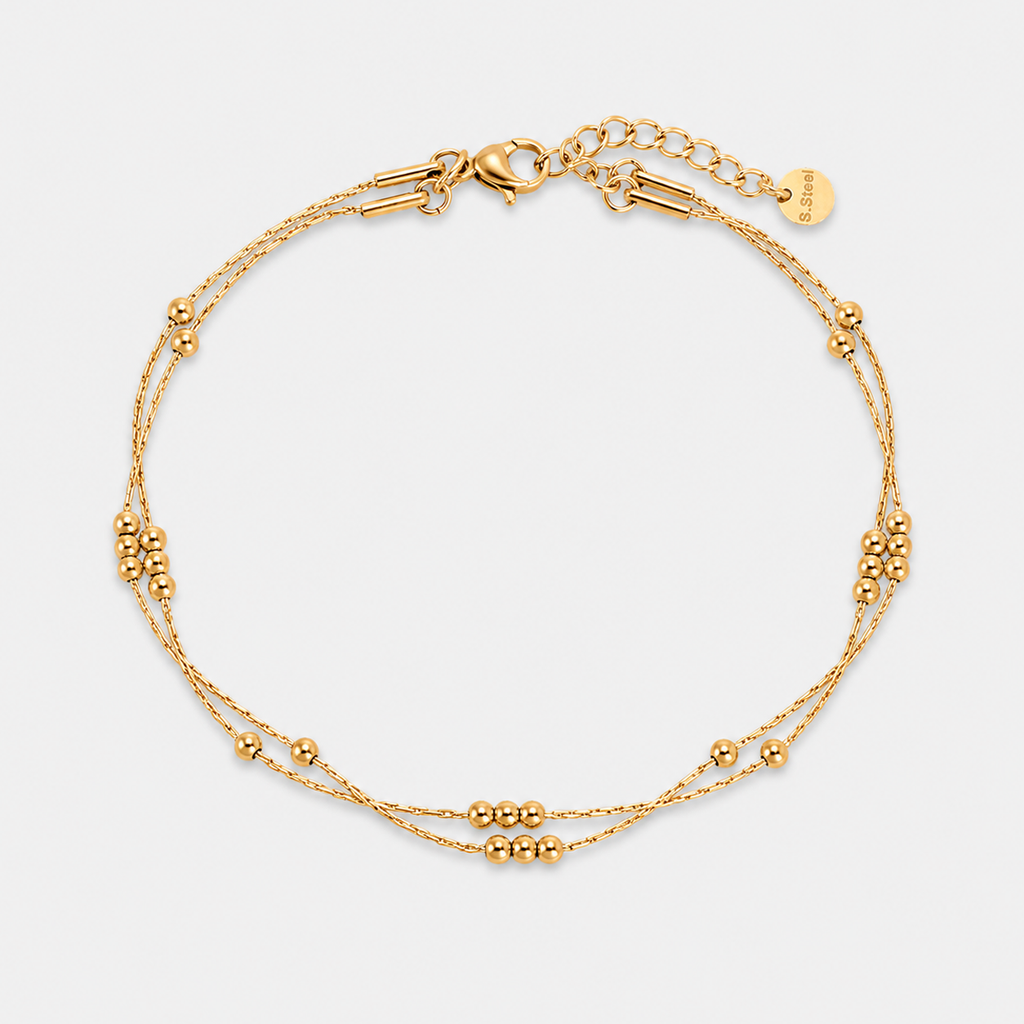 Brățară de picior GOLDEN BEADS placată cu aur de 18K