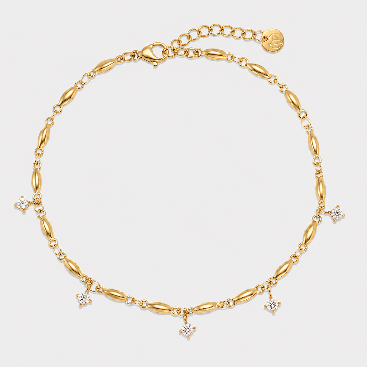 Brățară de picior Sparkle Links placată cu aur de 18K