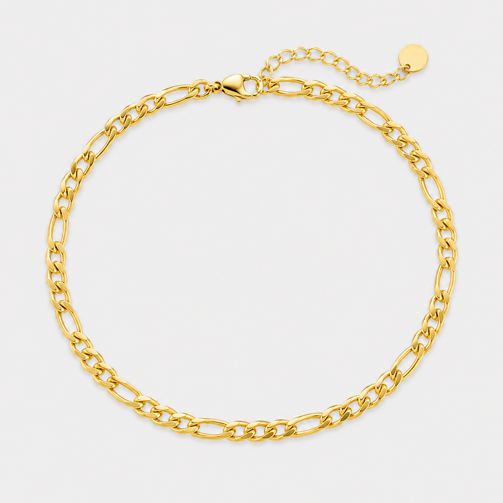 Brățară de picior FIGARO CHAIN 4 mm placată cu aur de 18K
