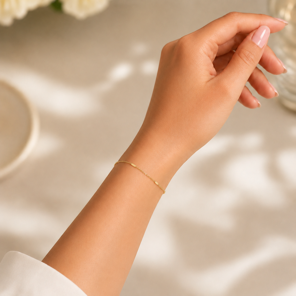 Set GOLDEN FLAKES – colier și brățară placate cu aur de 18K