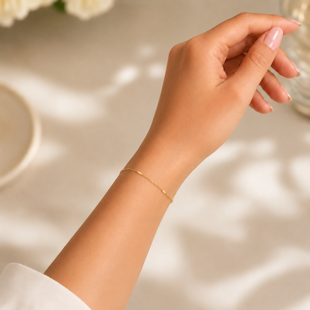 Set GOLDEN FLAKES – colier și brățară placate cu aur de 18K