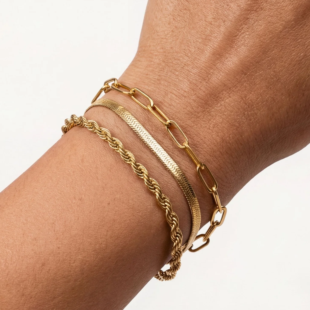Brățară HERRINGBONE 4 mm placată cu aur de 18K