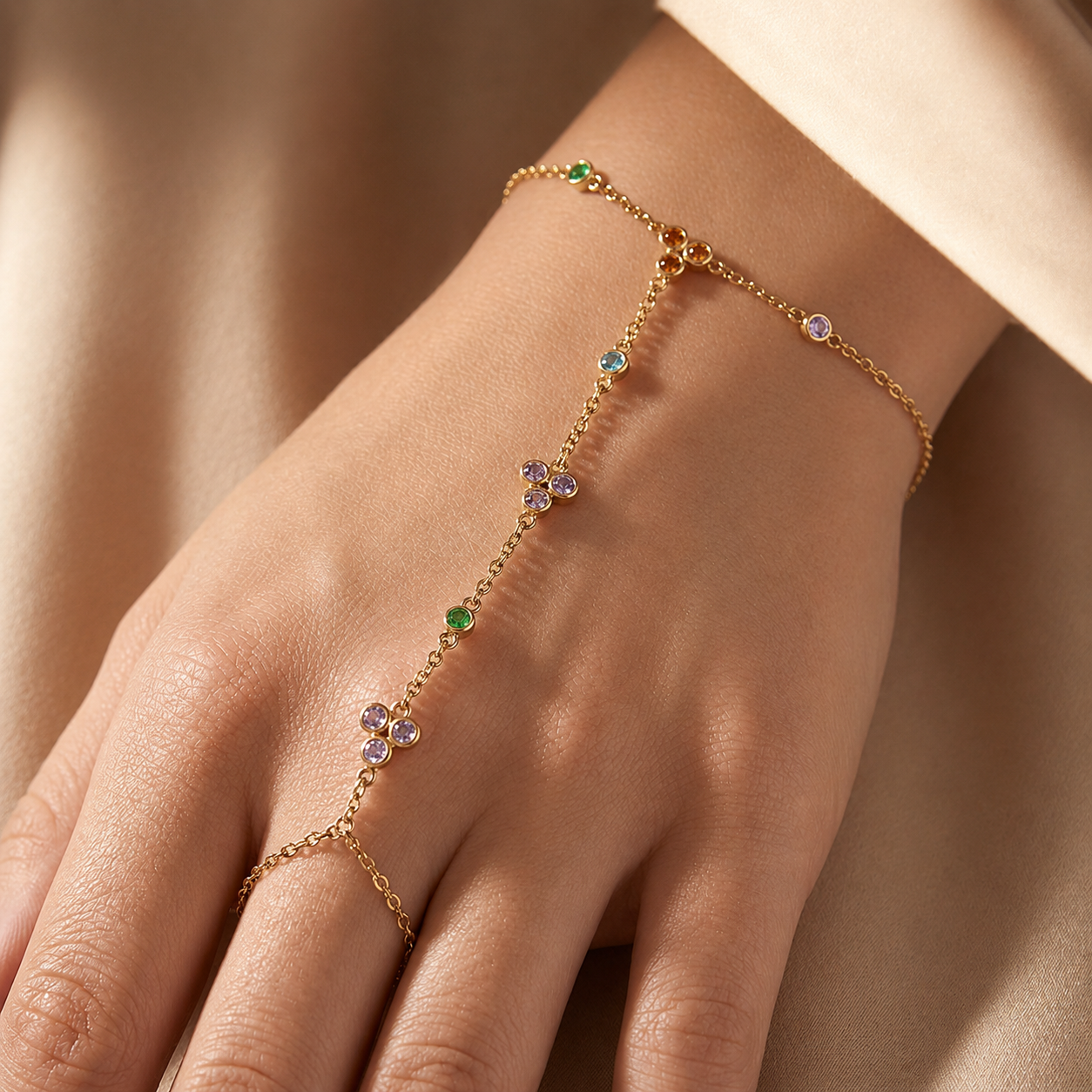 Brățară Rainbow Hand Chain placată cu aur de 18K