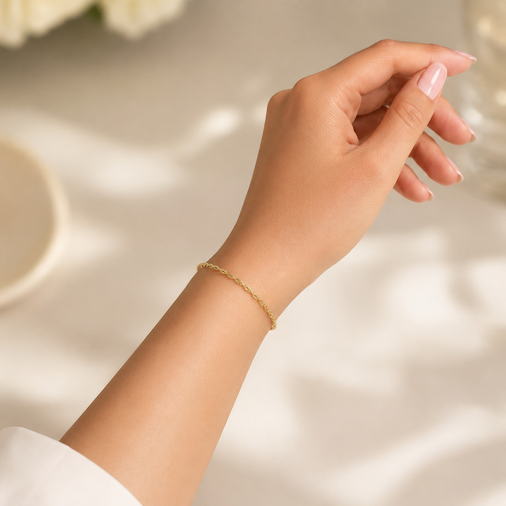 Brățară SINGAPORE CHAIN placată cu aur de 18K