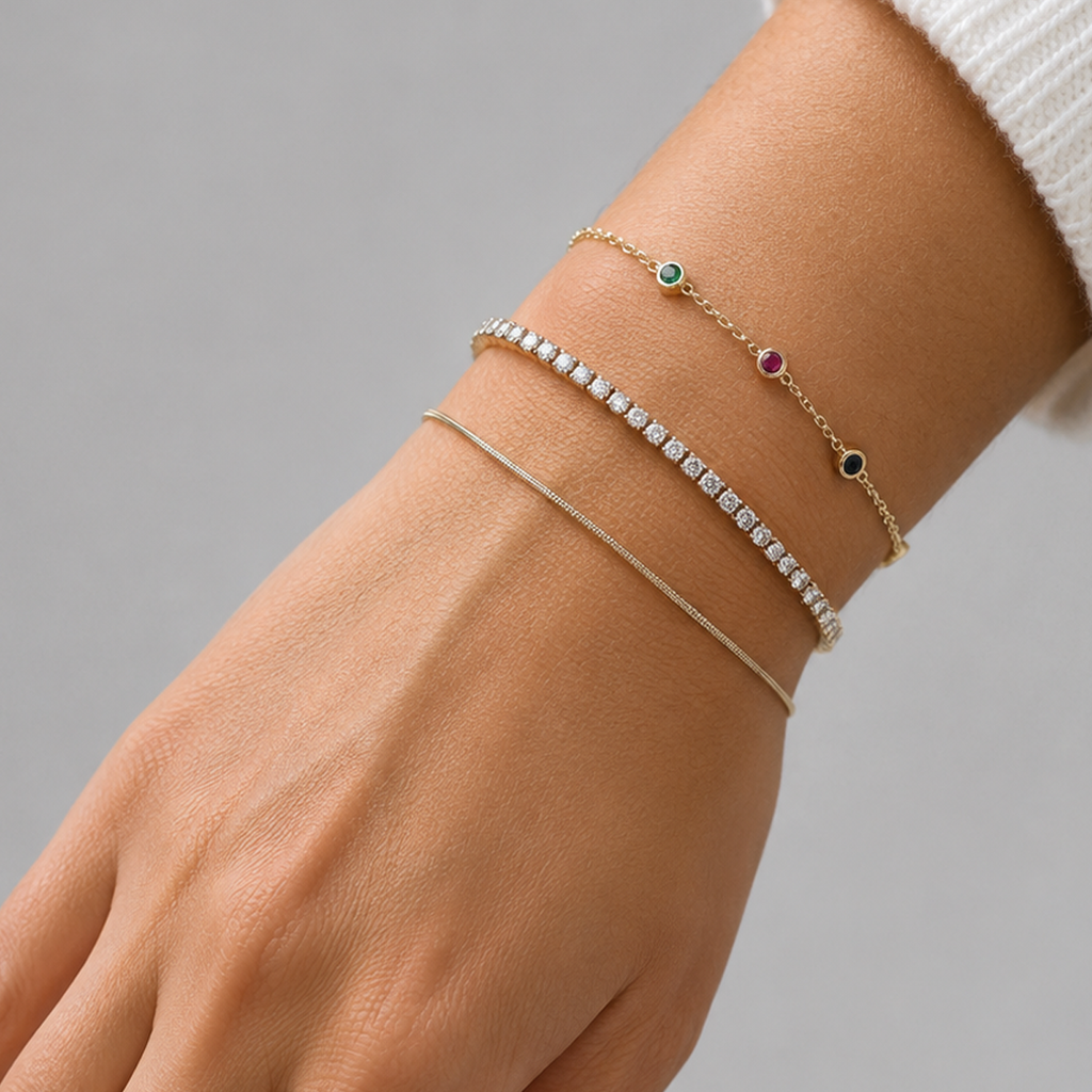 Brățară Tennis Zirconia 2 mm placată cu aur de 18K