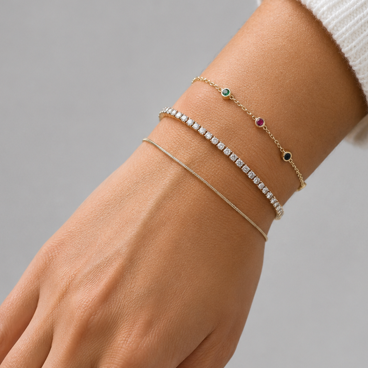 Brățară Tennis Zirconia 2 mm placată cu aur de 18K
