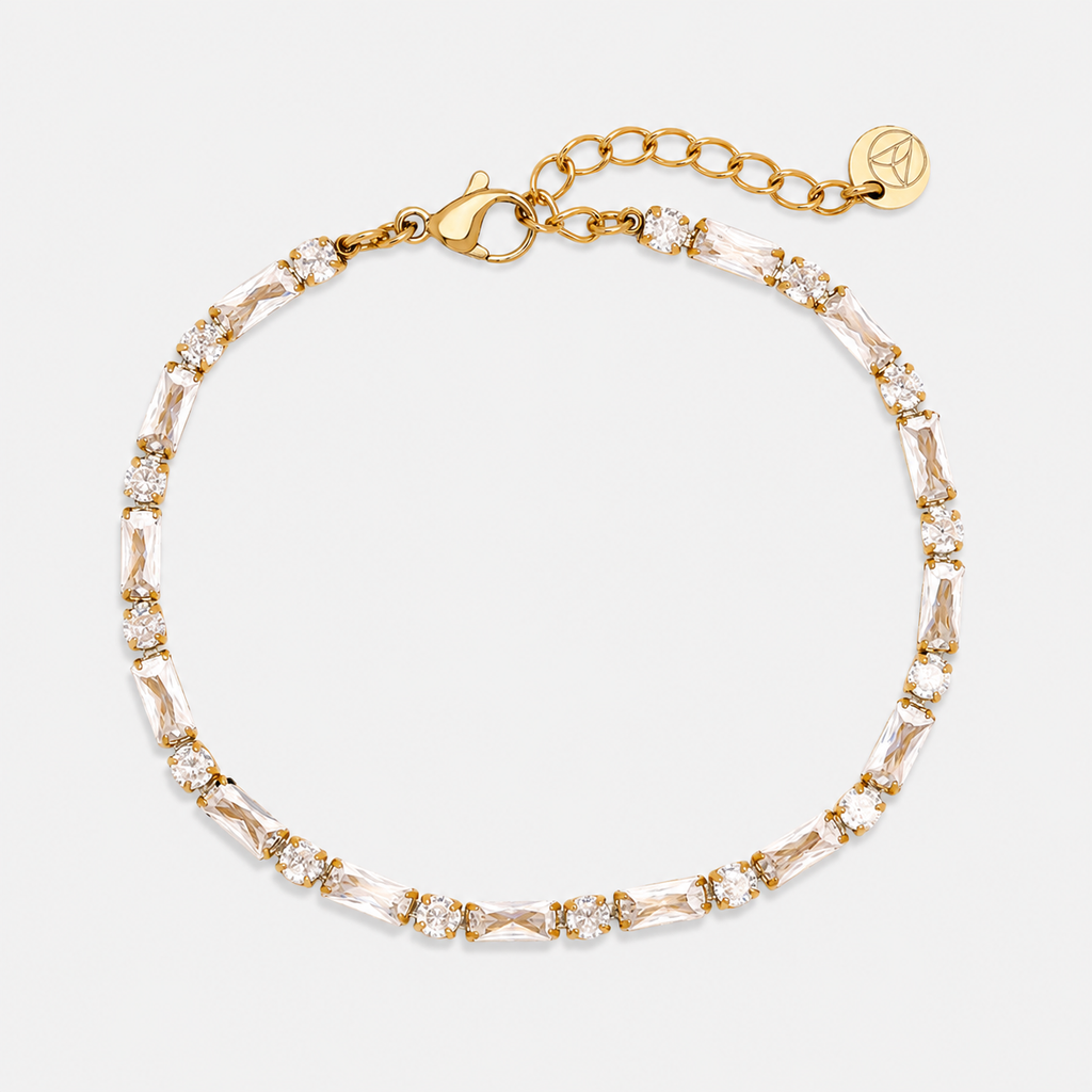 Brățară Zirconia Baguette placată cu aur de 18K