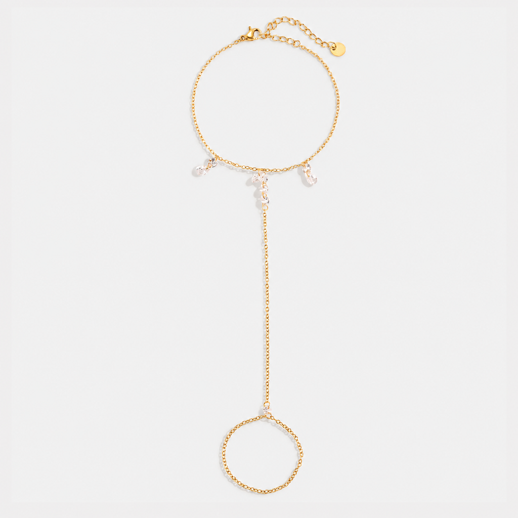 Brățară Zirconia Hand Chain placată cu aur de 18K