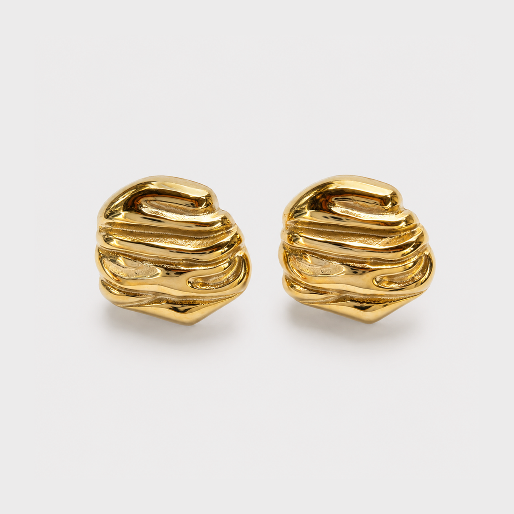 Cercei GOLDEN WAVES placați cu aur de 18K