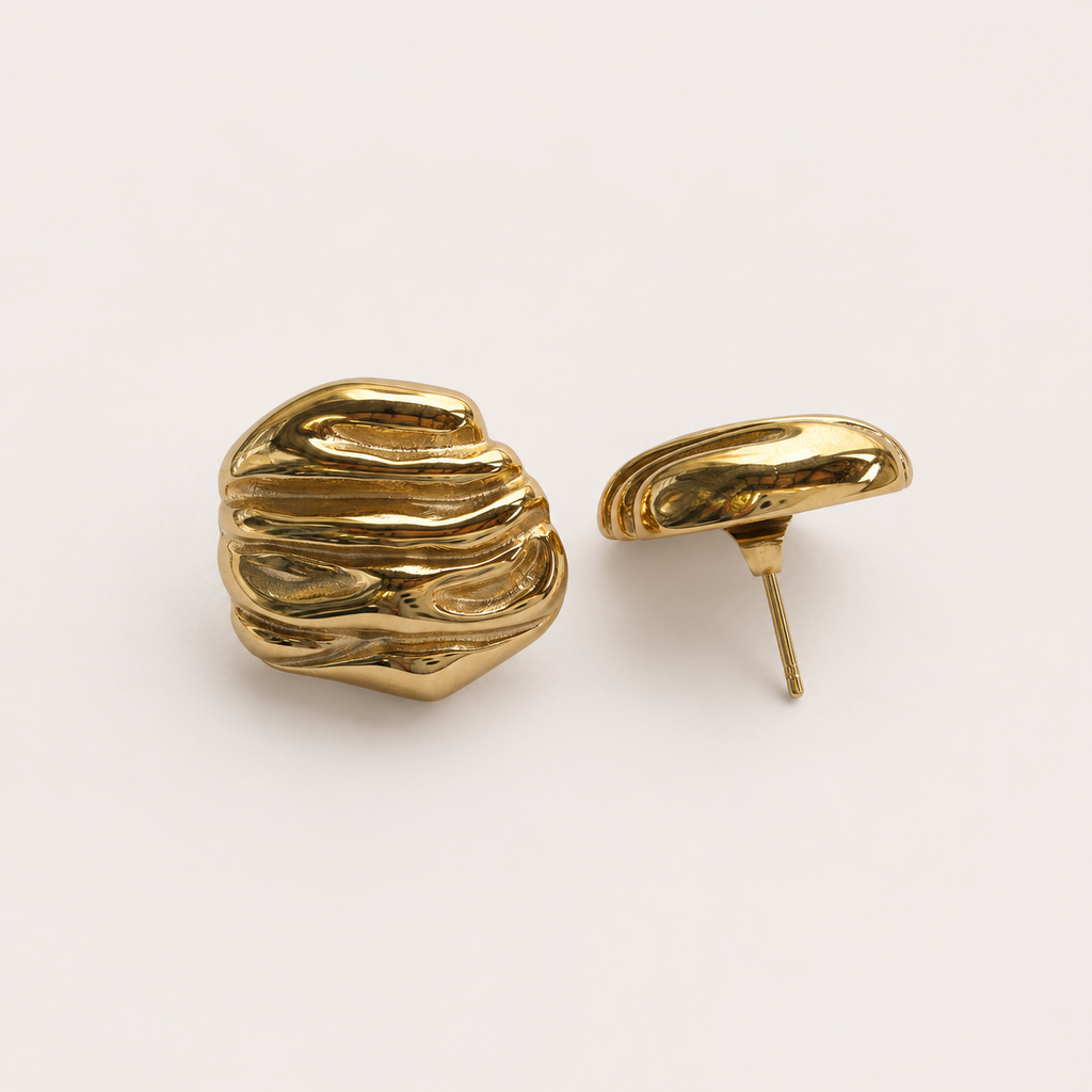 Cercei GOLDEN WAVES placați cu aur de 18K