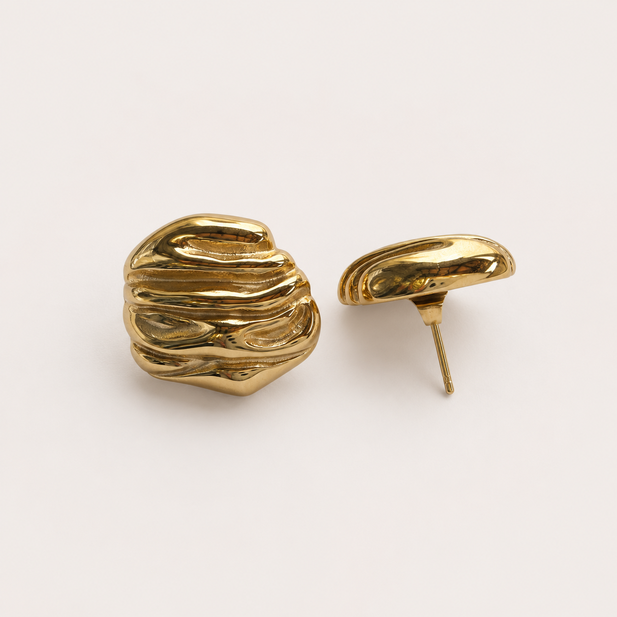 Cercei GOLDEN WAVES placați cu aur de 18K