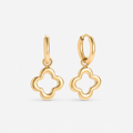 Cercei GOLDEN CLOVER HOOPS placați cu aur de 18K