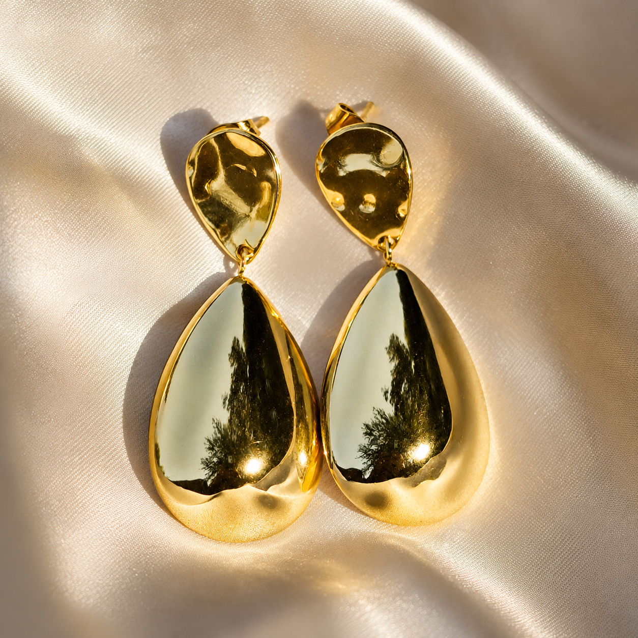 Cercei GOLDEN DROP placați cu aur de 18K