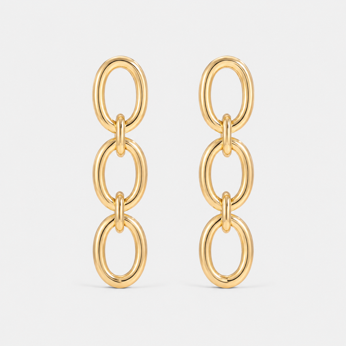 Cercei GOLDEN LINK DROP placați cu aur de 18K