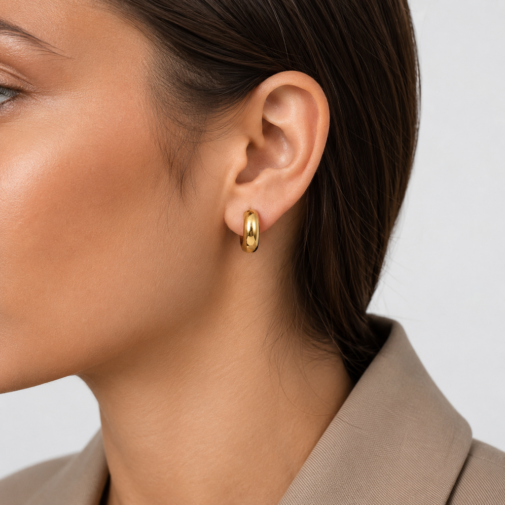 Cercei MINI DOME HOOPS placați cu aur de 18K