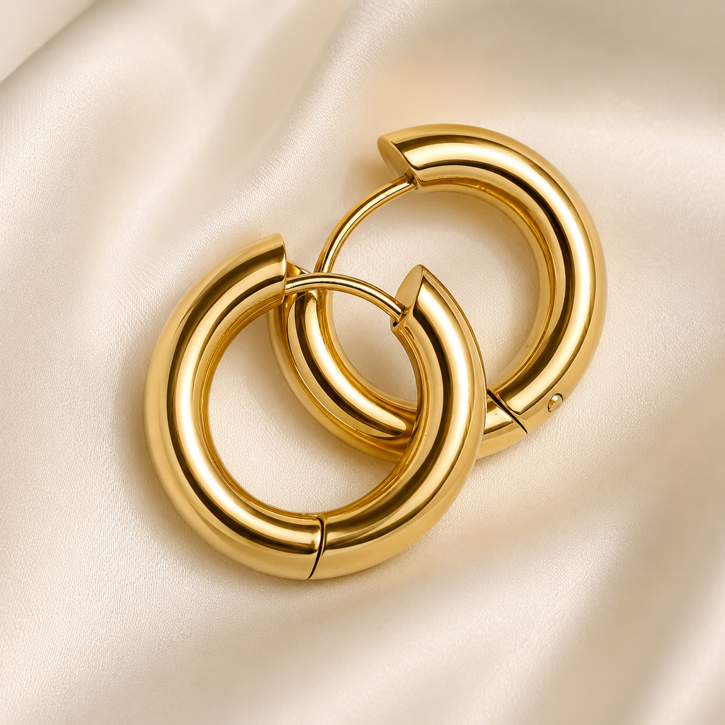 Cercei MINI HOOPS placați cu aur de 18K