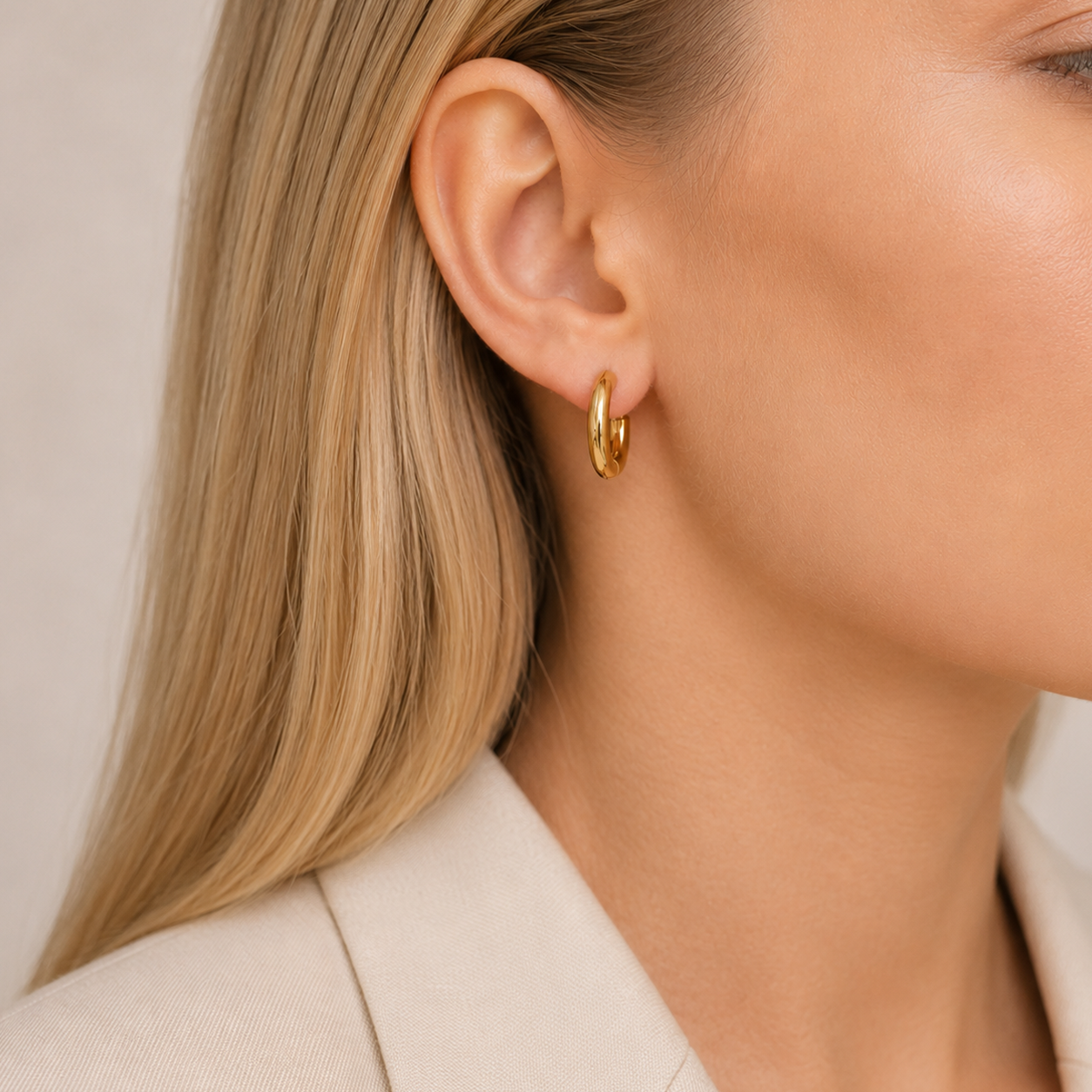 Cercei MINI HOOPS placați cu aur de 18K