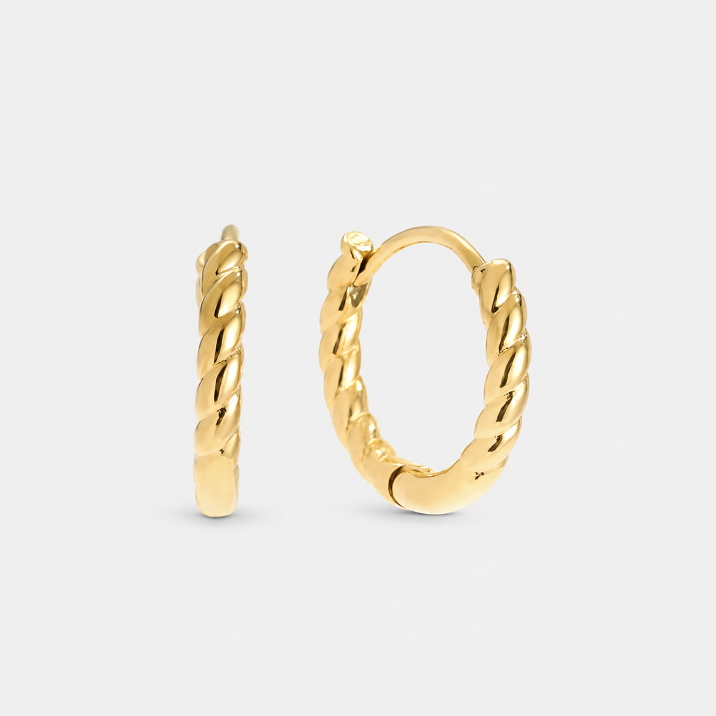 Cercei MINI GOLDEN TWIST placați cu aur de 18K