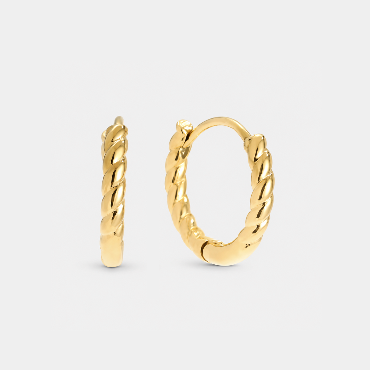 Cercei MINI GOLDEN TWIST placați cu aur de 18K