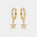 Cercei STARLIGHT HOOPS cu zirconii, placați cu aur de 18K