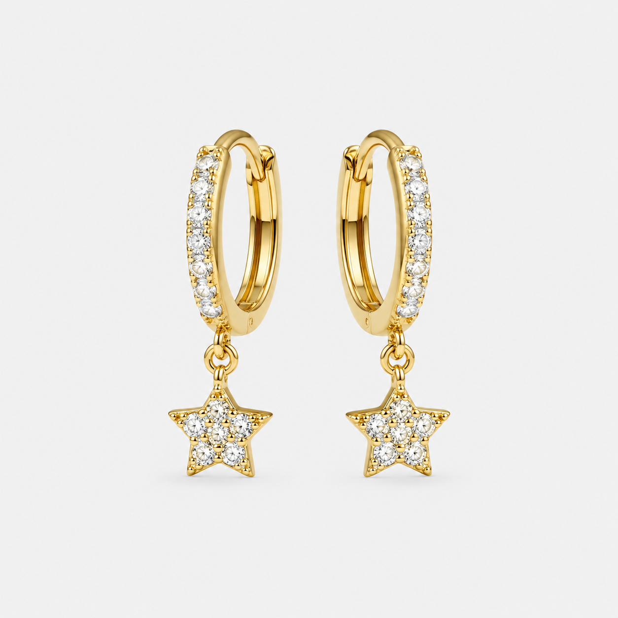 Cercei STARLIGHT HOOPS cu zirconii, placați cu aur de 18K