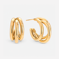 Cercei TRIPLE GOLDEN HOOPS placați cu aur de 18K