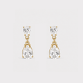 Cercei cu zirconia Crystal Drop placati cu aur