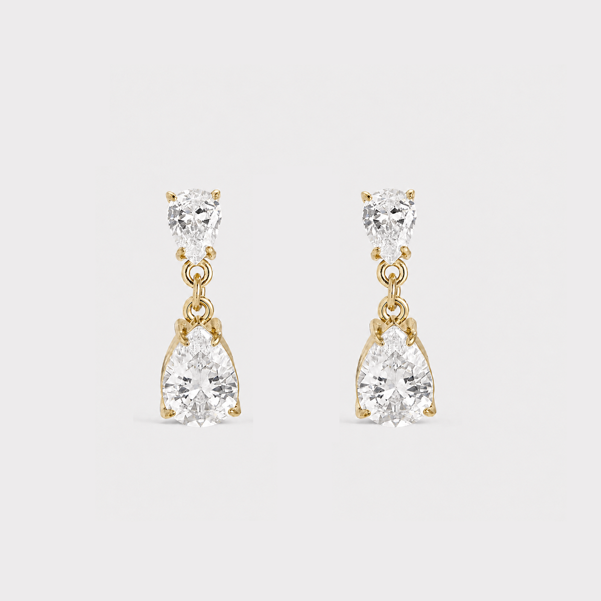 Cercei cu zirconia Crystal Drop placati cu aur