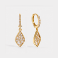 Cercei ZIRCONIA LEAF HOOPS placați cu aur de 18K