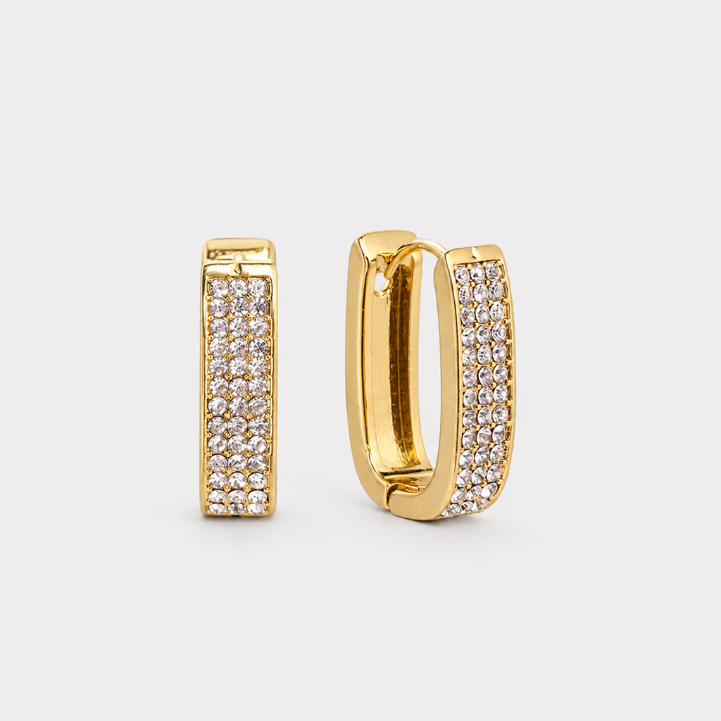 Cercei ZIRCONIA RECTANGLE placați cu aur de 18K