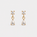 Cercei cu zirconia Crystal Drop placati cu aur