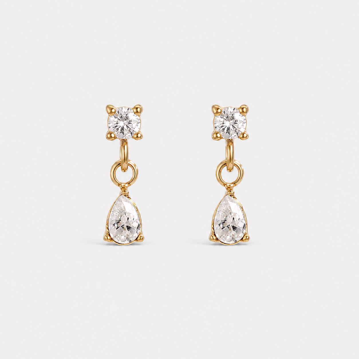 Cercei cu zirconia Crystal Drop placati cu aur