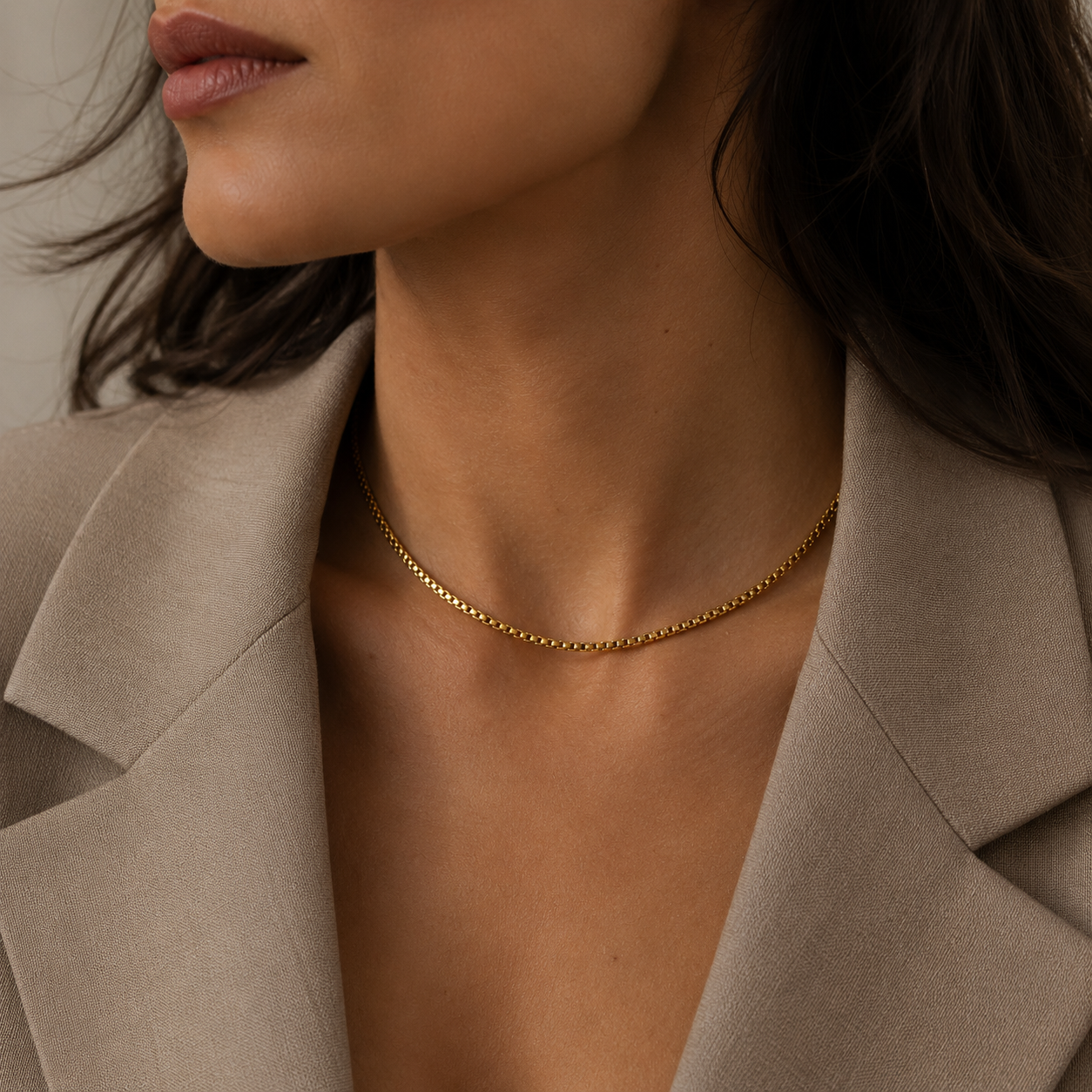 Colier Golden Box Chain placat cu aur de 18K