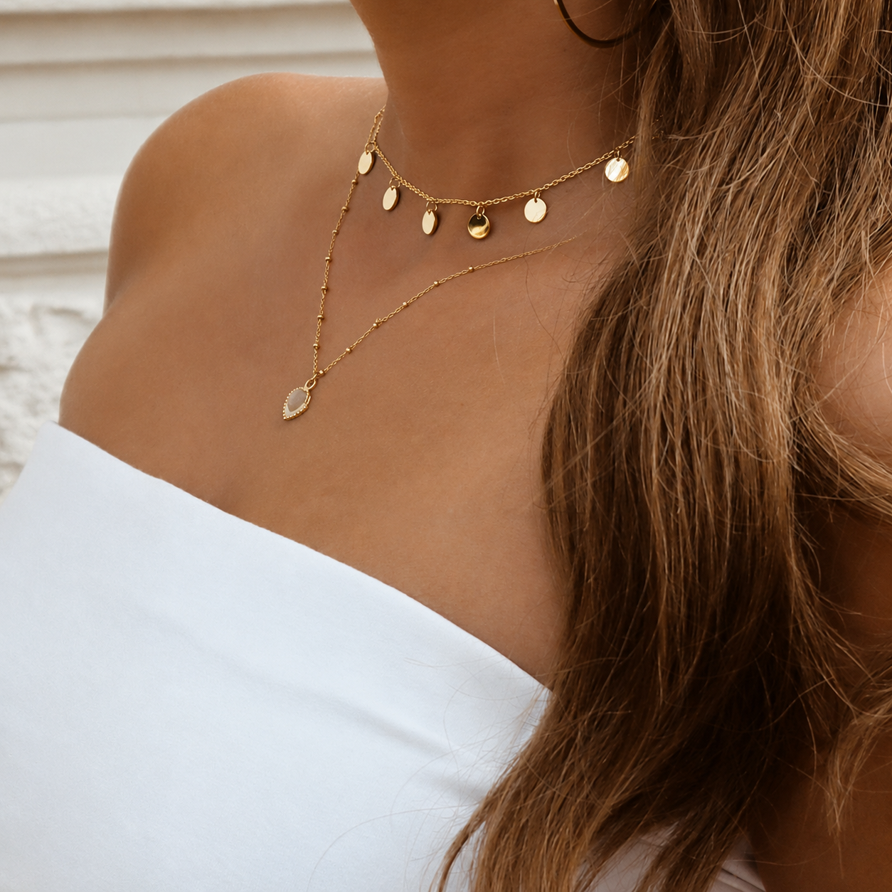 Colier Golden Circles placat cu aur de 18K