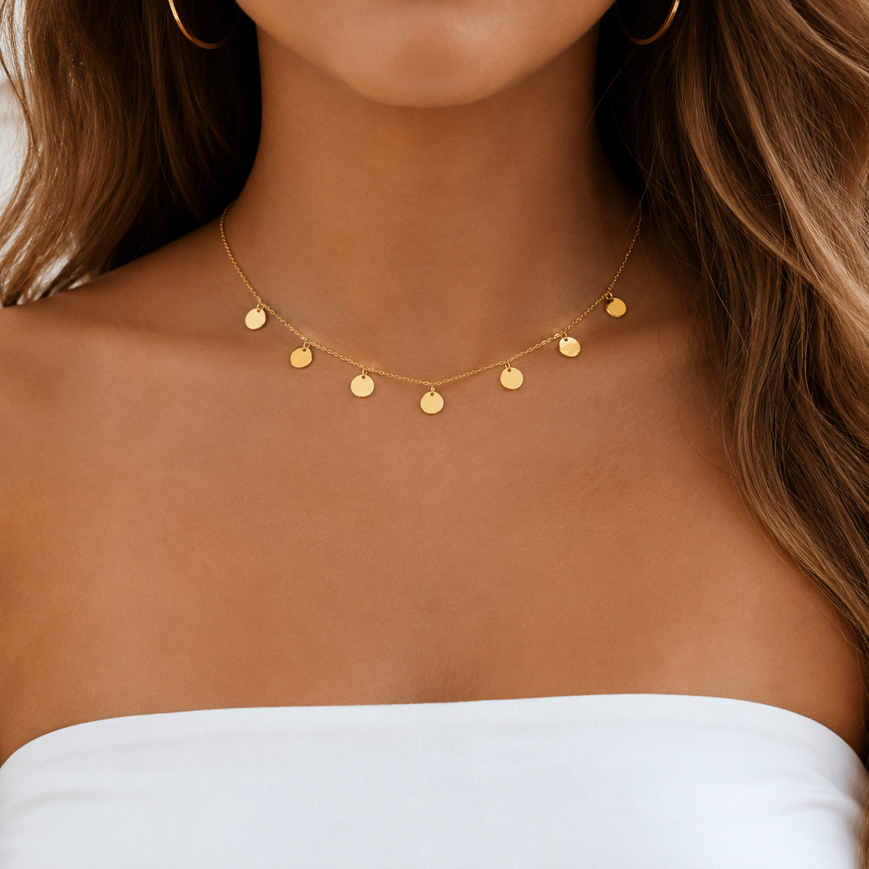 Colier Golden Circles placat cu aur de 18K