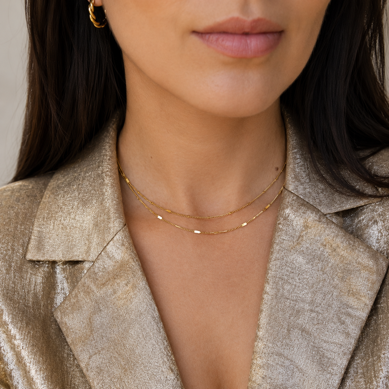 Colier GOLDEN FLAKES placat cu aur de 18K