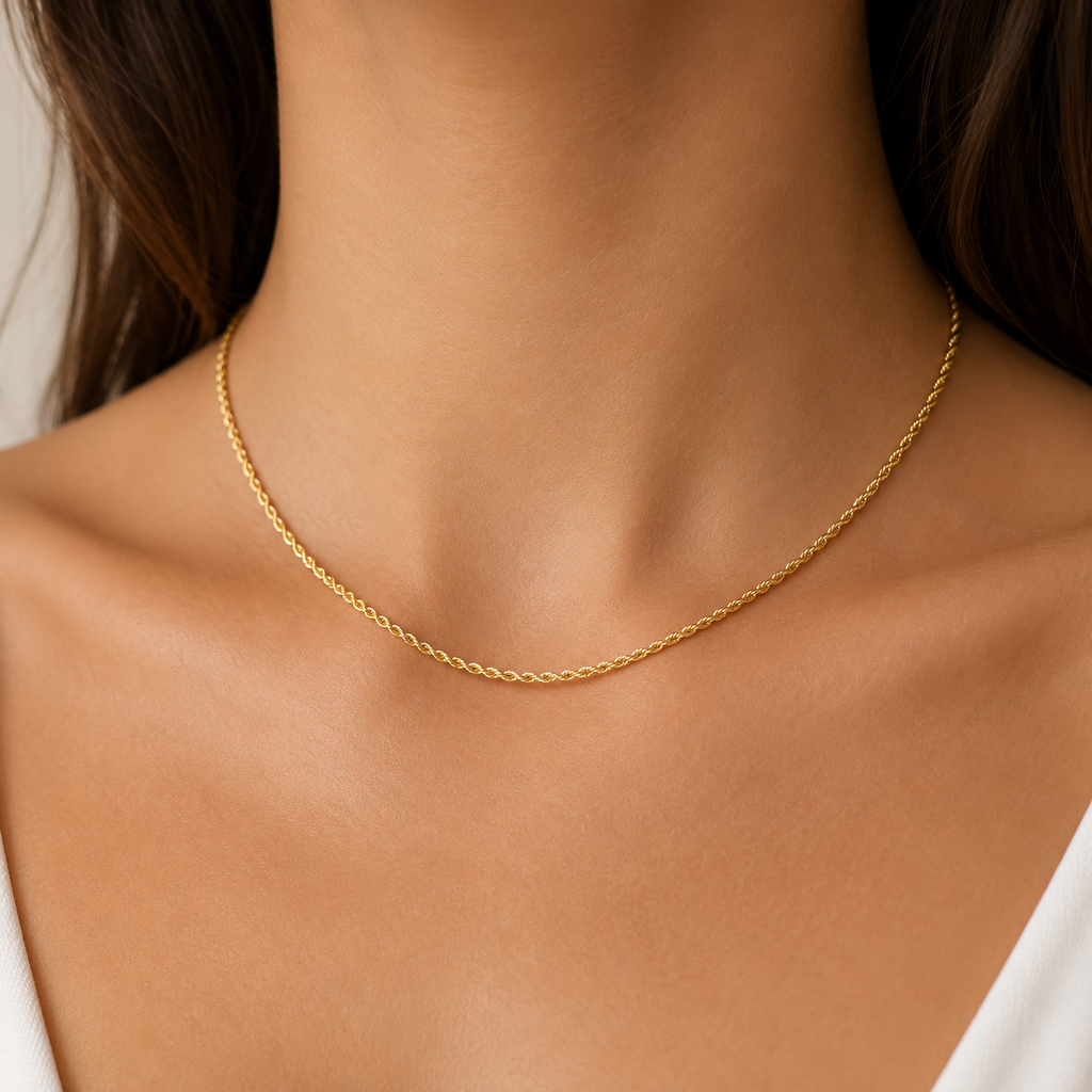 Colier GOLDEN ROPE placat cu aur de 18K
