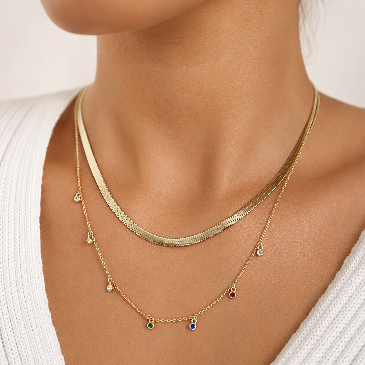 Colier Herringbone placat cu aur 18K