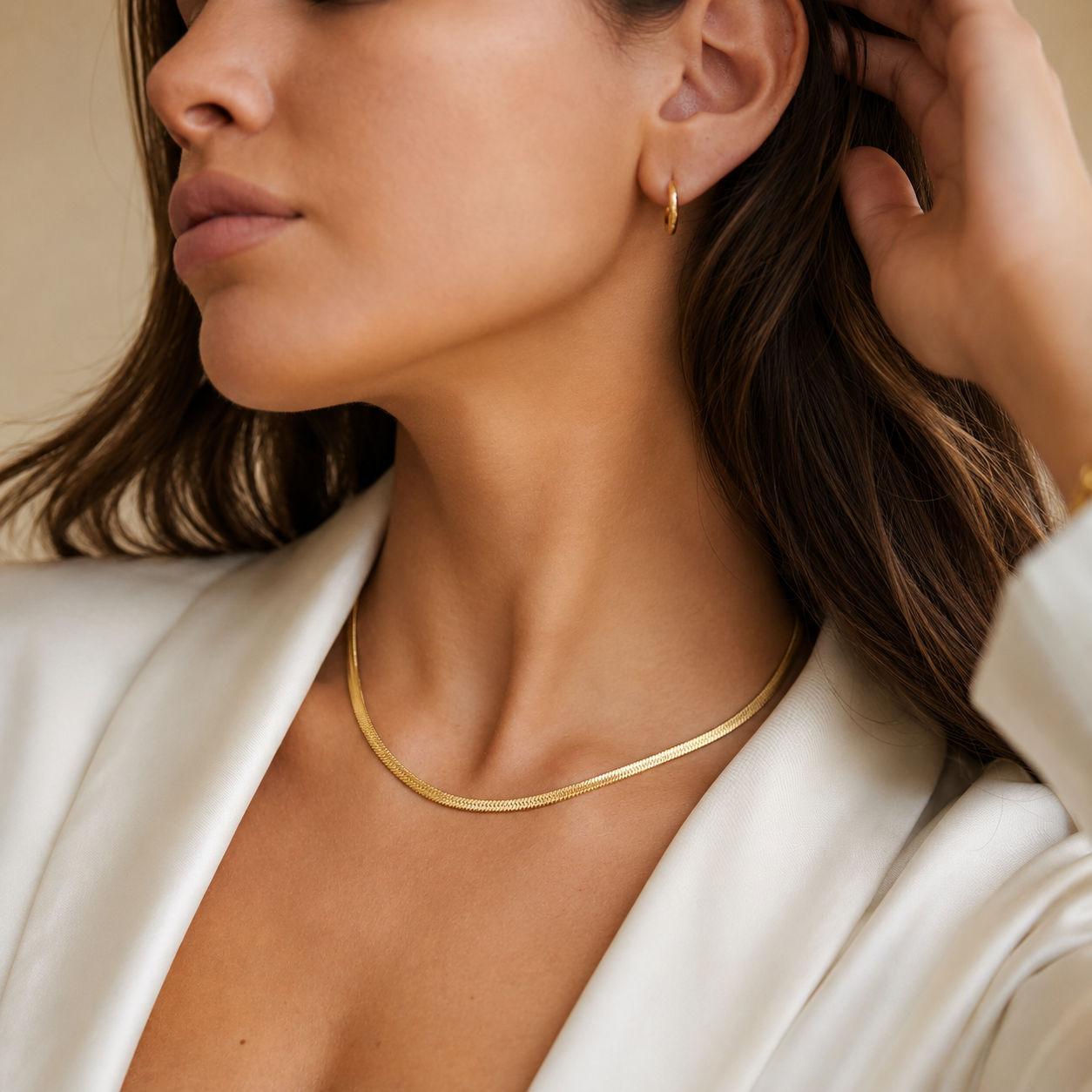 Colier Herringbone placat cu aur 18K
