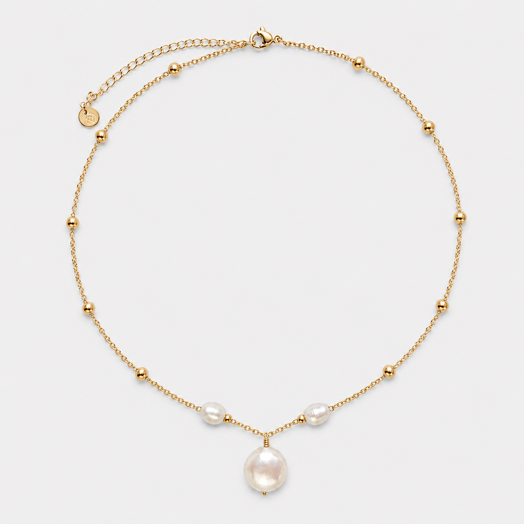 Colier PEARL TRINITY placat cu aur de 18K