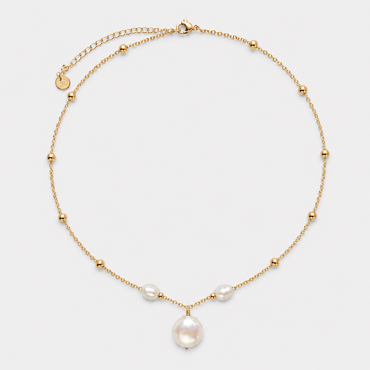 Colier PEARL TRINITY placat cu aur de 18K