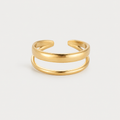 Inel GOLDEN DOUBLE LINE ajustabil, placat cu aur de 18K
