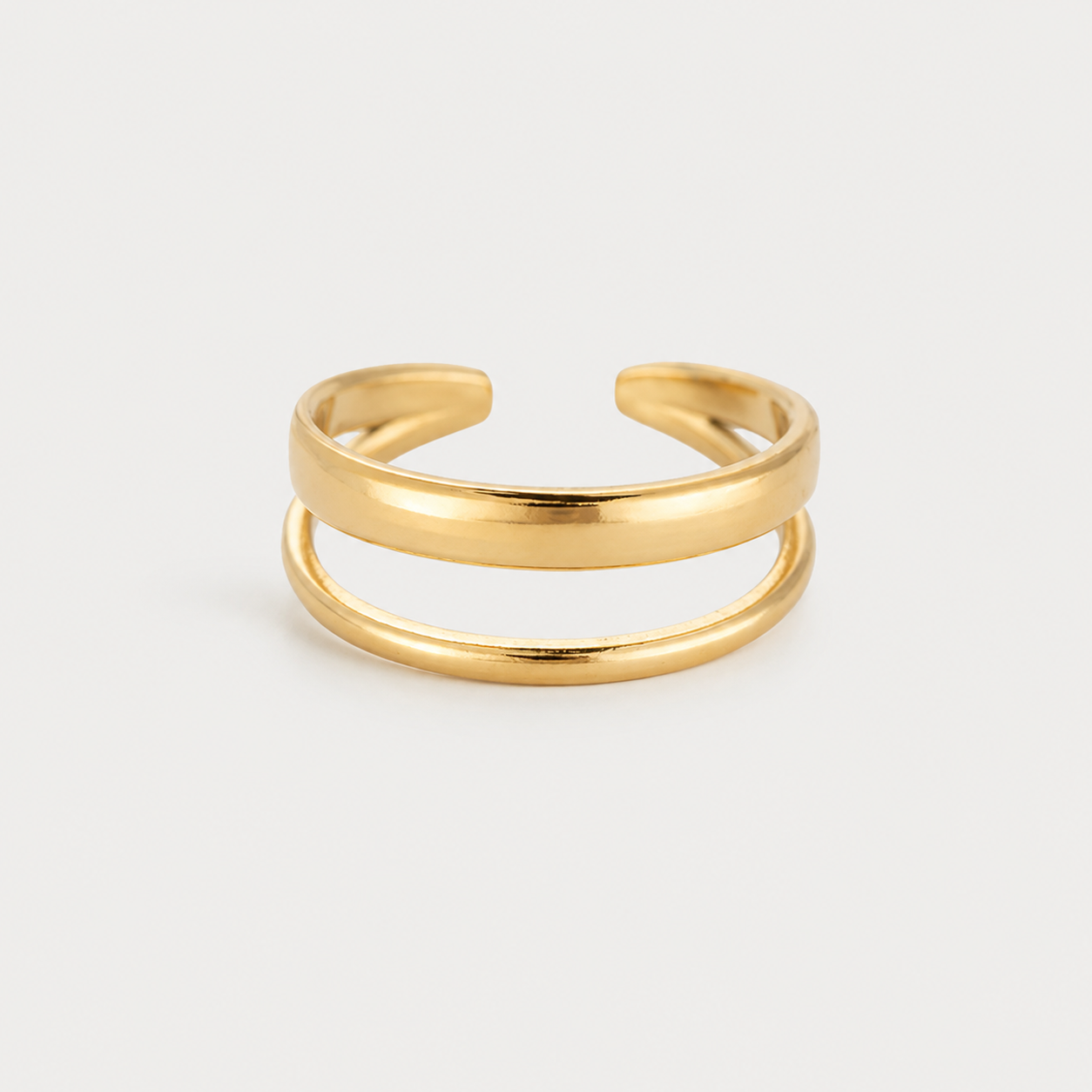 Inel GOLDEN DOUBLE LINE ajustabil, placat cu aur de 18K