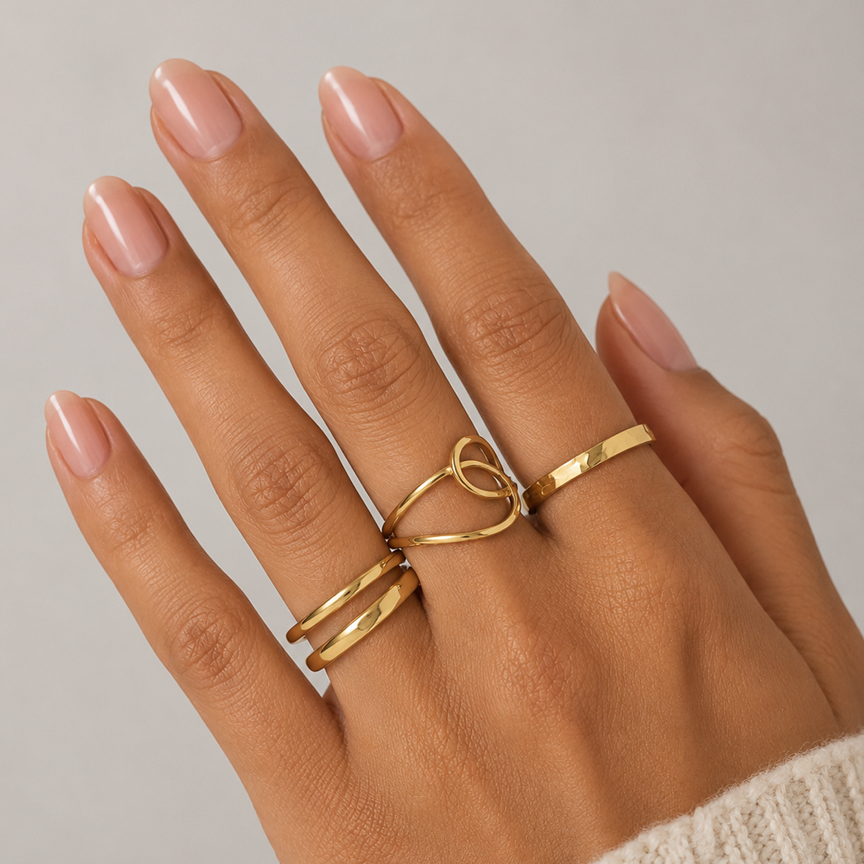 Inel GOLDEN DOUBLE LINE ajustabil, placat cu aur de 18K