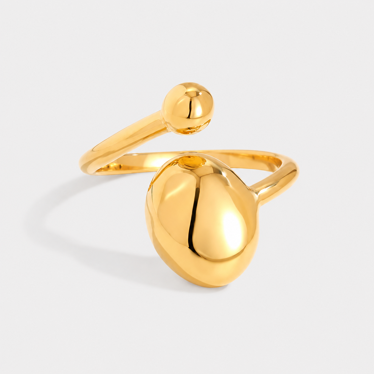 Inel GOLDEN PEBBLE ajustabil, placat cu aur de 18K