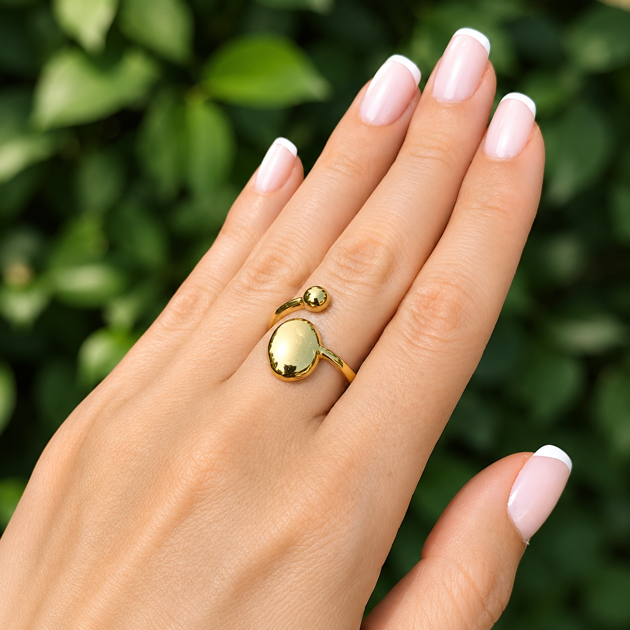 Inel GOLDEN PEBBLE ajustabil, placat cu aur de 18K