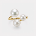 Inel TRIO PEARL ajustabil, placat cu aur de 18K