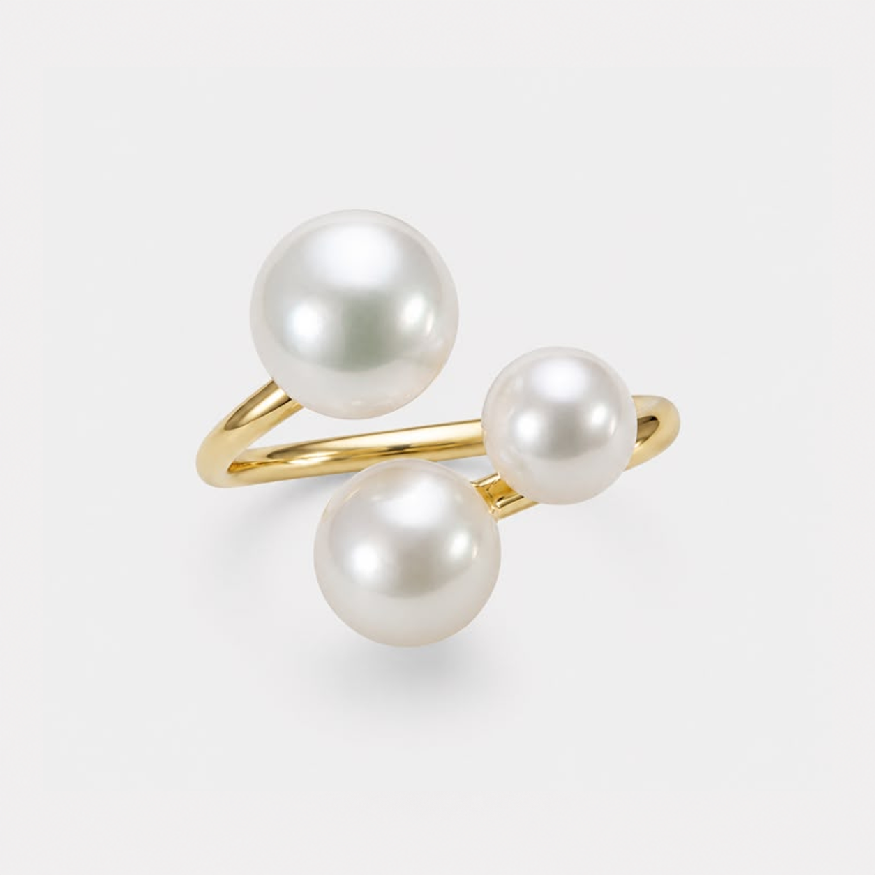 Inel TRIO PEARL ajustabil, placat cu aur de 18K
